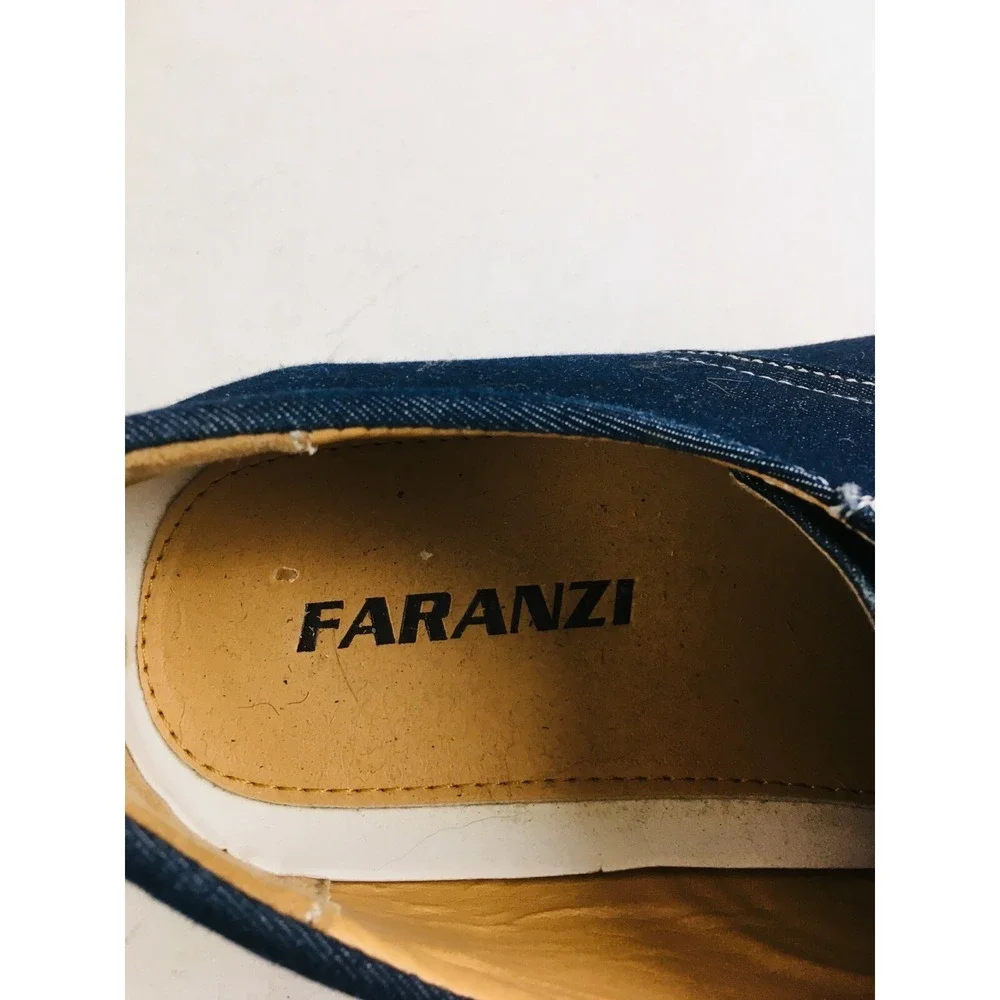 Faranzi Sneaker Men's Size 12‎ Navy Blue Denim Canvas Oxford Boat Shoes Lace Up